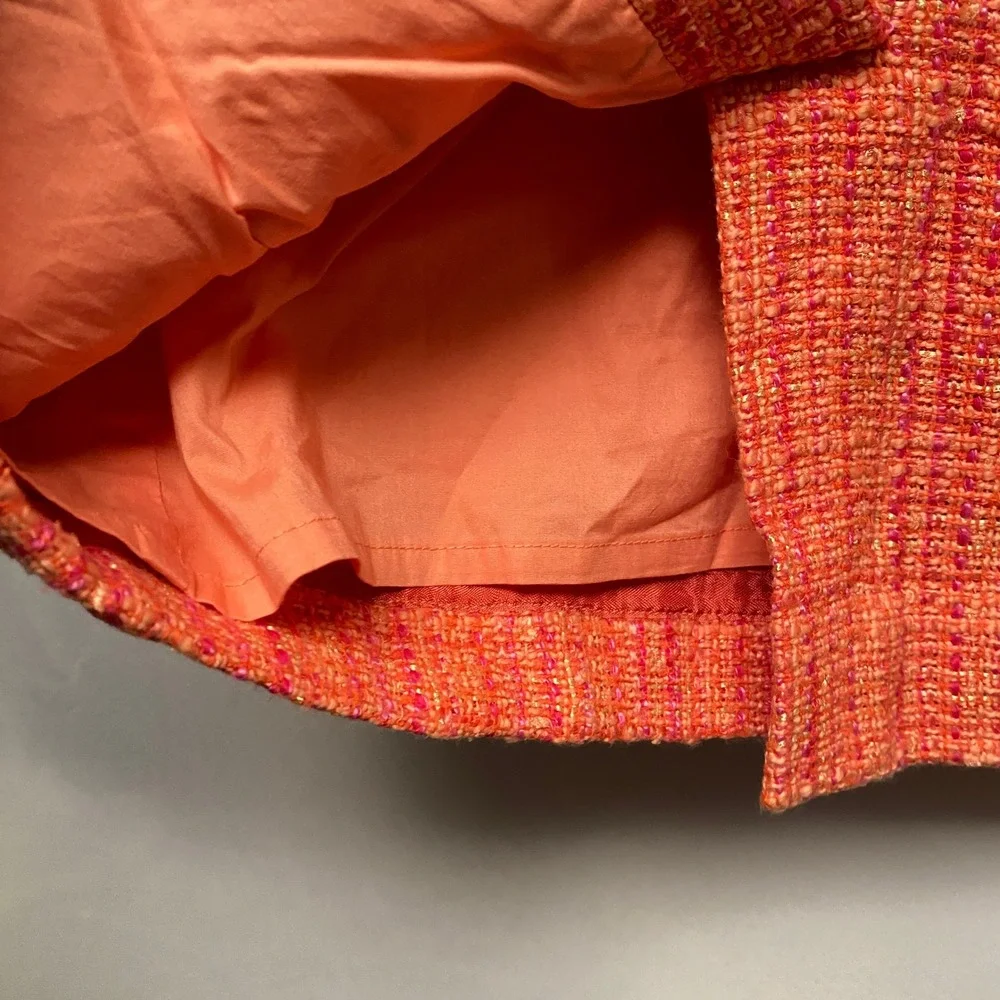 J. Crew No 2 Pencil Skirt Orange Tweed Office Business Casual Size 4 Academia‎